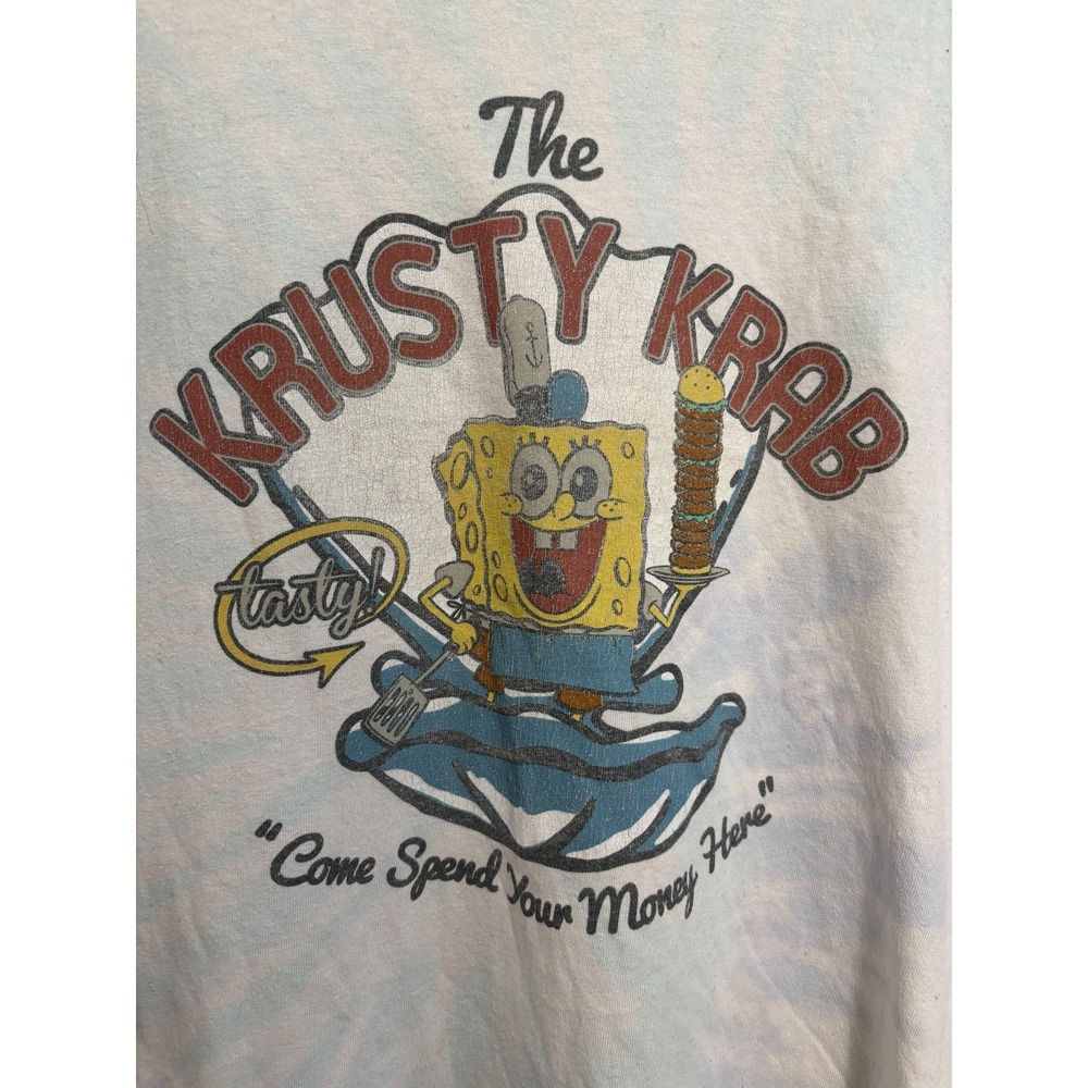 Krusty Krab T-Shirt Mens Light Blue Tie-Dye XL Nickelodeon SpongeBob SquarePants